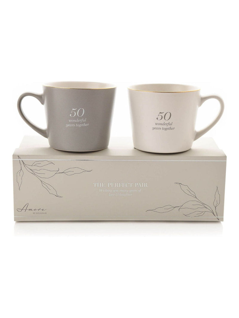 Widdop set of 2 grey 50th anniversary amore mugs, UK version