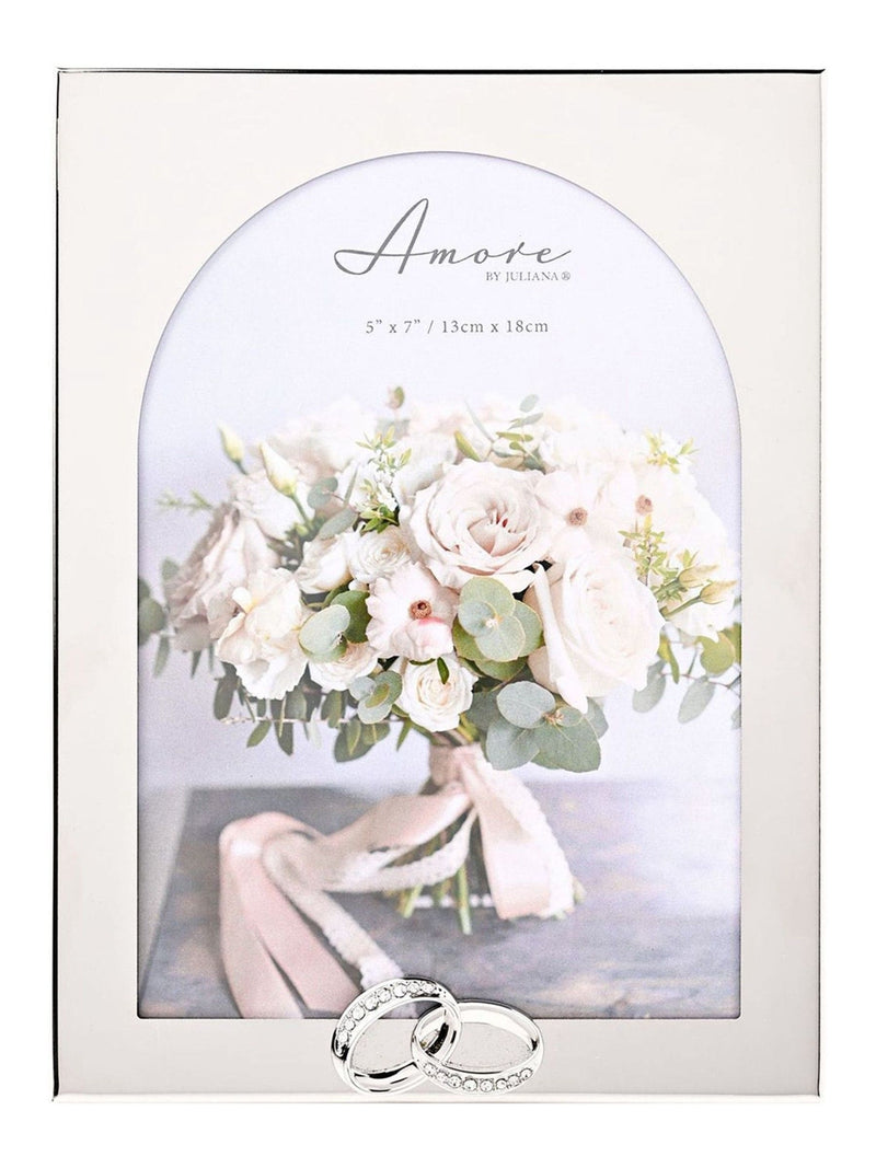JULIANA Silver Amore Arch Photo Frame with Rings 5x7 (British brand)