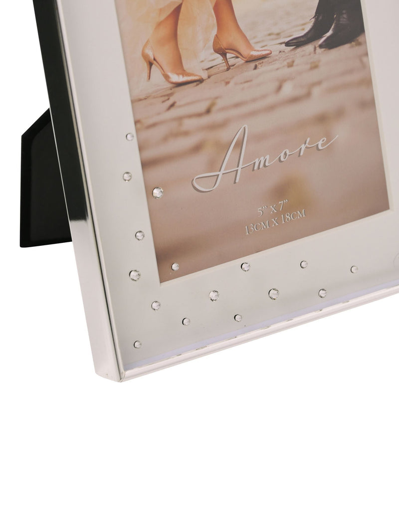 Amore silverplated box frame with crystals 5 x 7 - British product