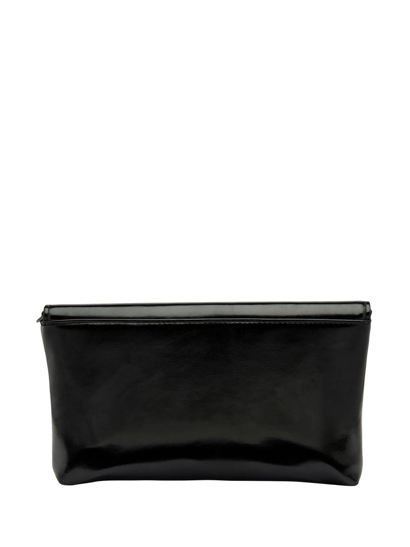 Lotus Black Patent Clutch Handbag