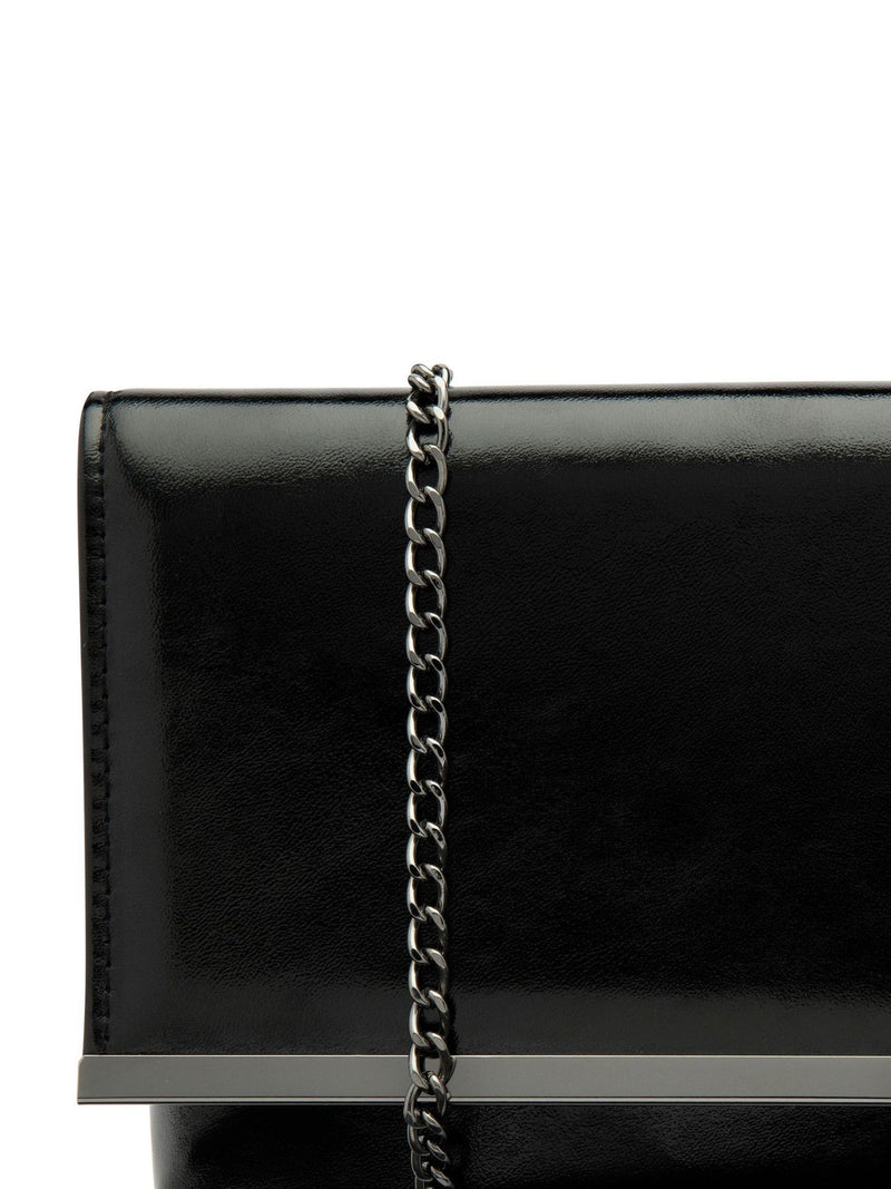 Lotus Black Patent Clutch Handbag