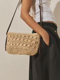 Natural raffia effect cross-body bag with recycled lining (British brand)
