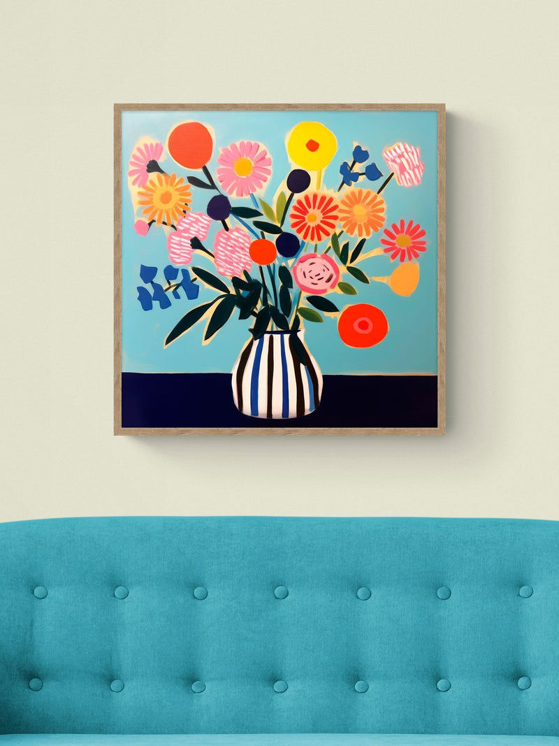 Artko Birch Floral Print Flourish by Lazar Studio framed art 60x60cm - British product