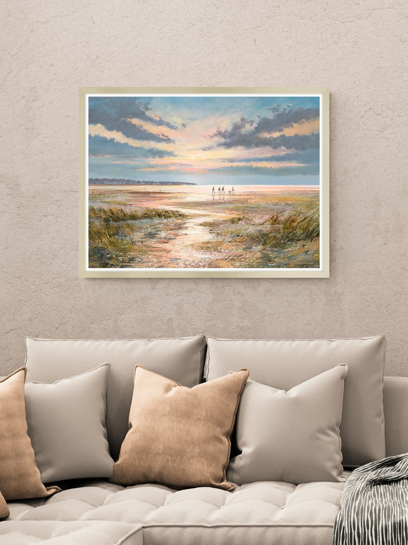 Artko Champagne Sea Breeze Stroll framed art 64x84x4cm - British product