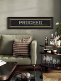 Artko Black Proceed with Caution framed art 29x109x3cm - British product