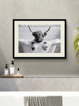Next Artko Black Mood Highland Cow in Bath Framed Art 63.5cm x 83.5cm- Buy online at McGrocer