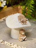 Outdoor solar light Hamish on toadstool resin - British product