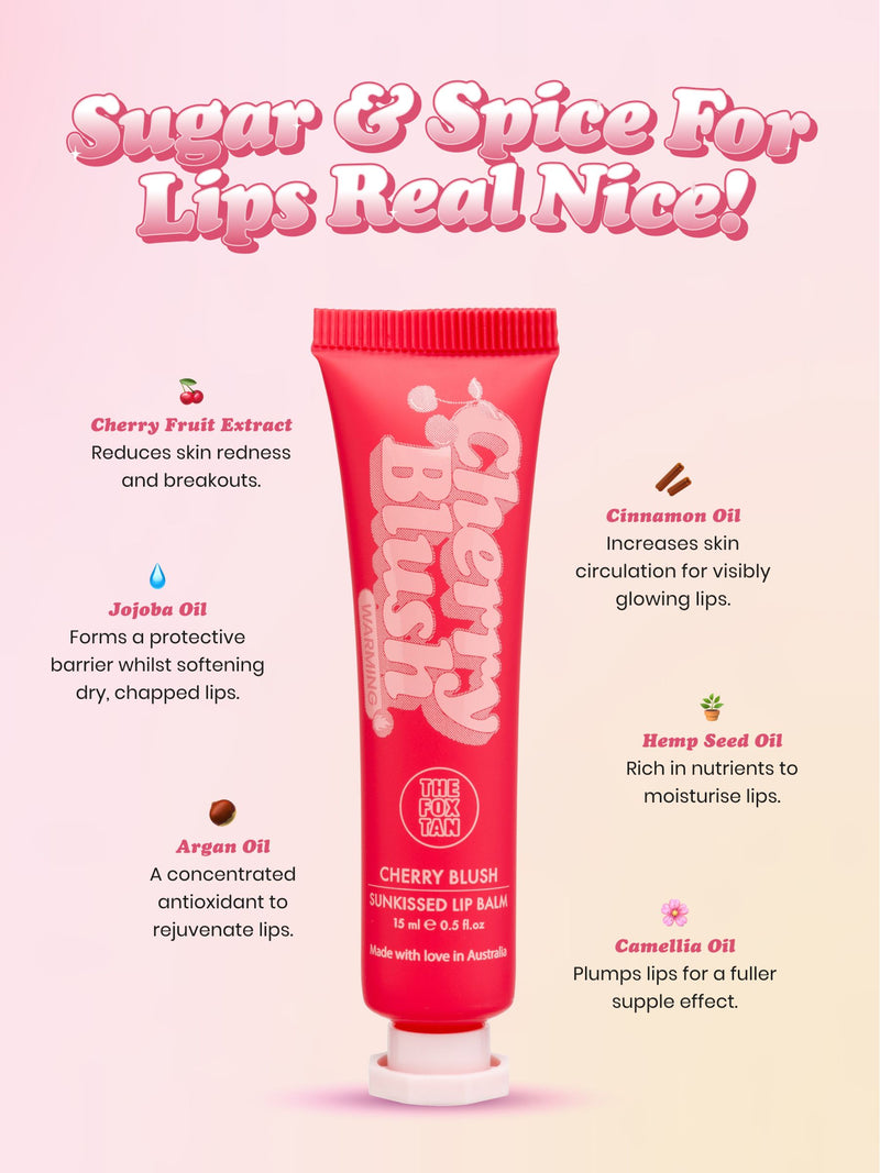 The Fox Tan Cherry Blush lip balm 15ml (British brand)