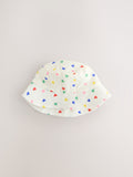 Baby bucket hats 2 pack white blue heart prints, UK version
