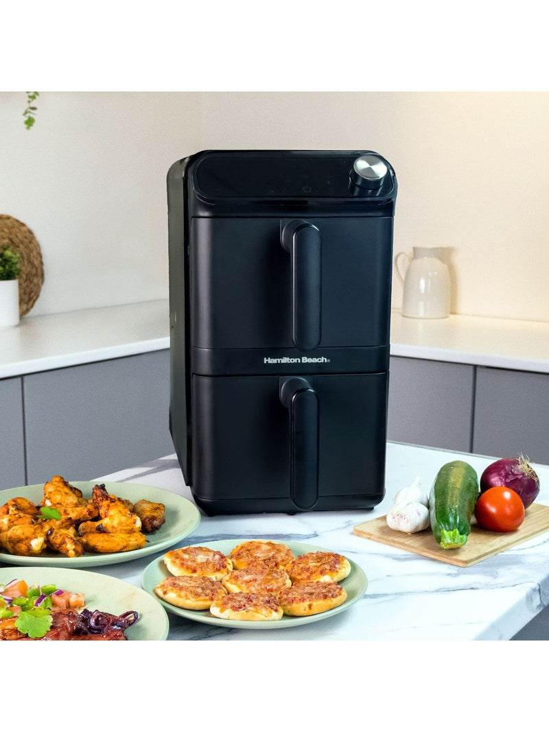 Hamilton Beach Black XXL dual stack 2 drawer air fryer, UK version