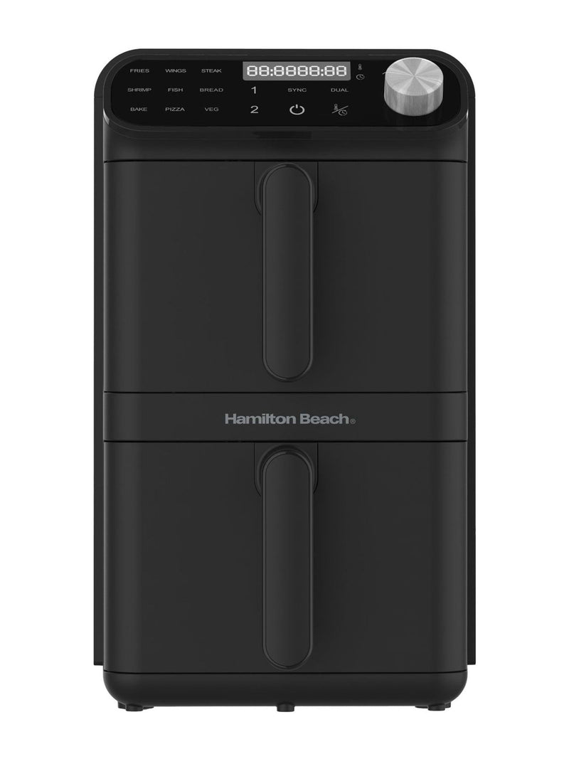 Hamilton Beach Black XXL dual stack 2 drawer air fryer, UK version