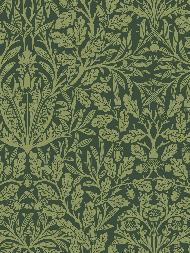 William Morris Garden Green Acorn wallpaper sample A4 (British brand)