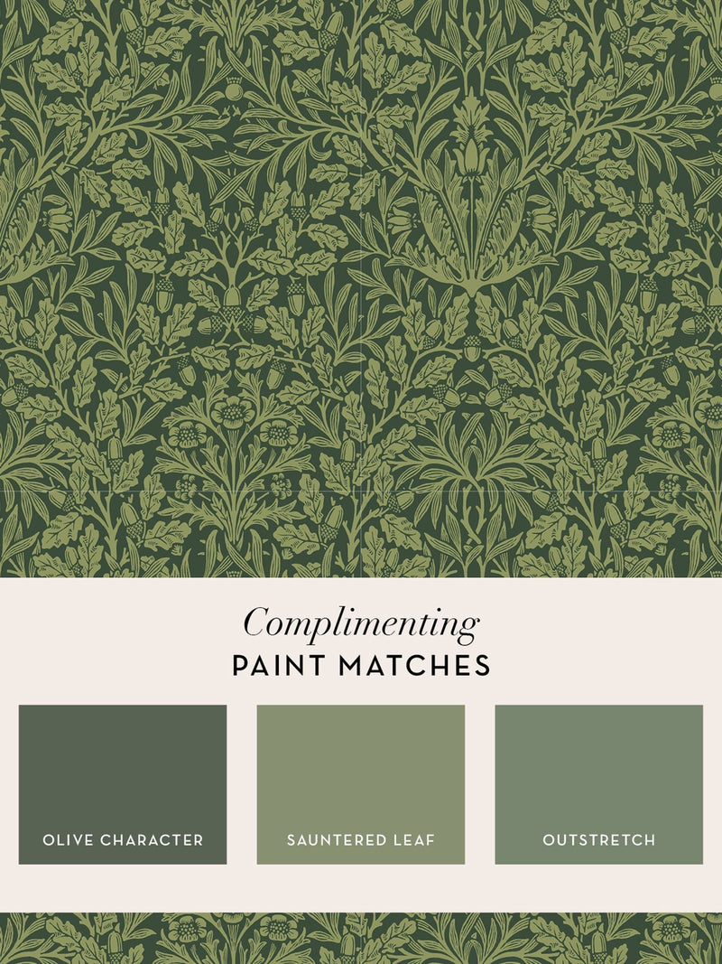 William Morris Garden Green Acorn wallpaper sample A4 (British brand)