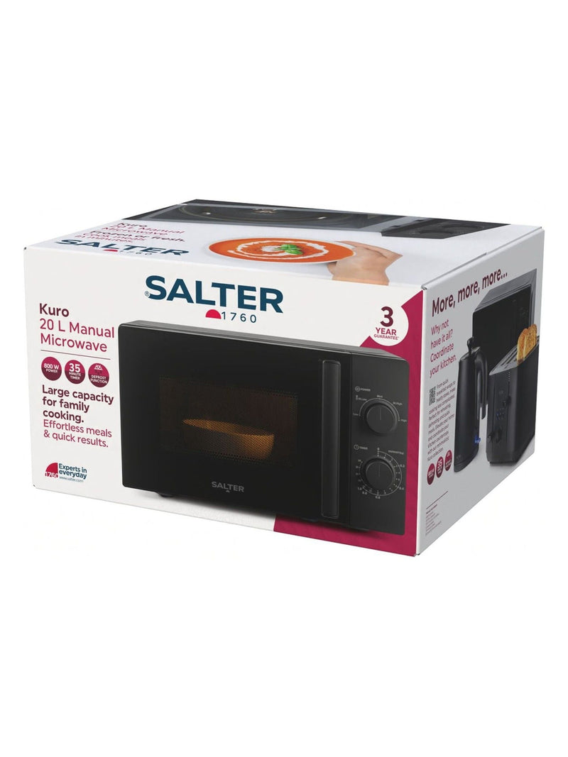 Salter Black Kuro 20L manual microwave oven (British brand)