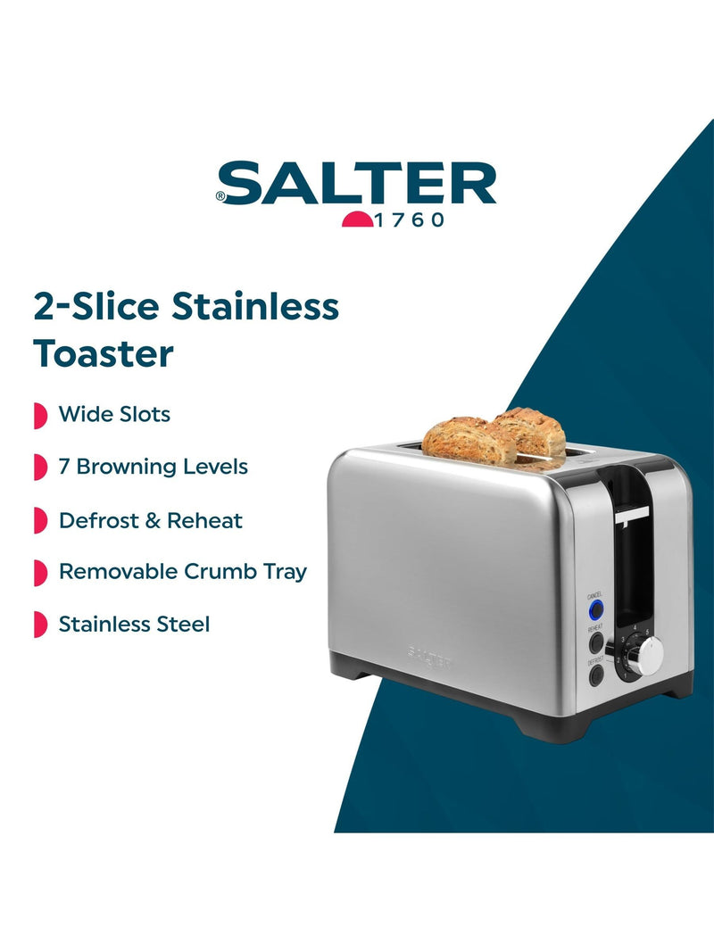 Salter Silver 2 Slice Toaster (British brand)