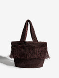 Lipsy chocolate brown raffia effect beach bag, UK version