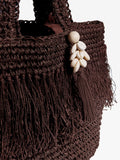 Lipsy chocolate brown raffia effect beach bag, UK version