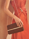 Friends Like These brown raffia foldover clutch bag - British product