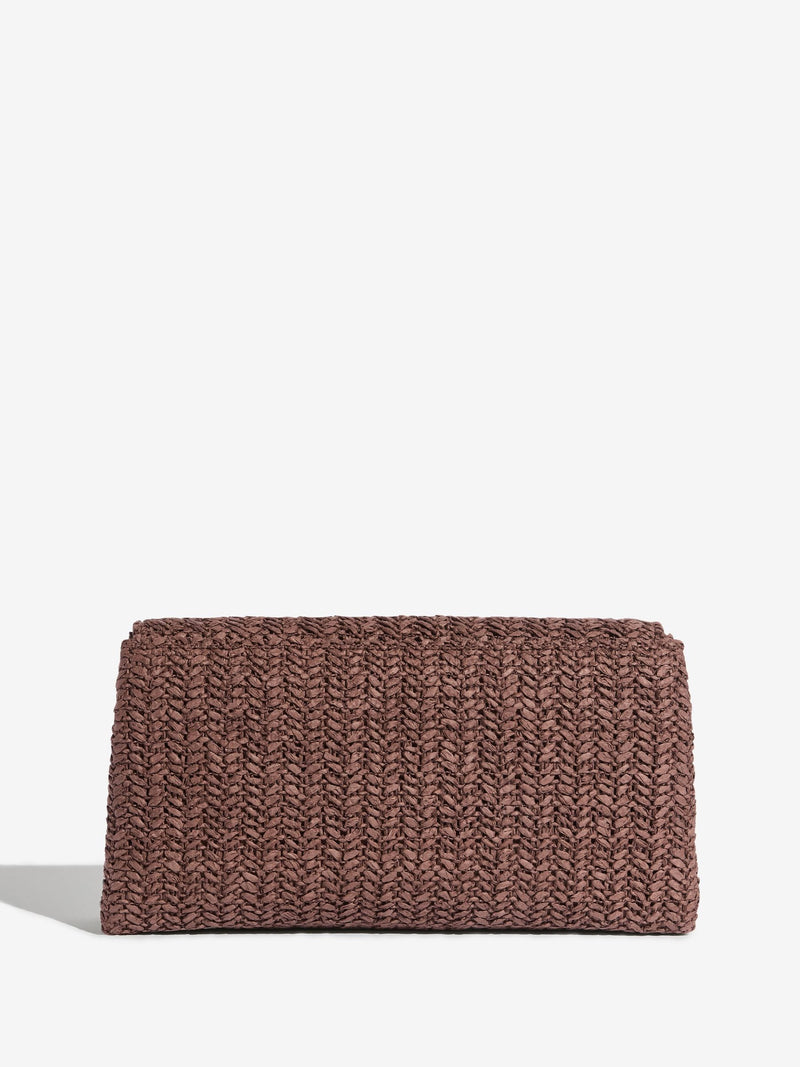Friends Like These brown raffia foldover clutch bag - British product