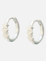 Next Oliver Bonas Tiny Triple Star Huggie Sterling Silver Earrings- Buy online at McGrocer