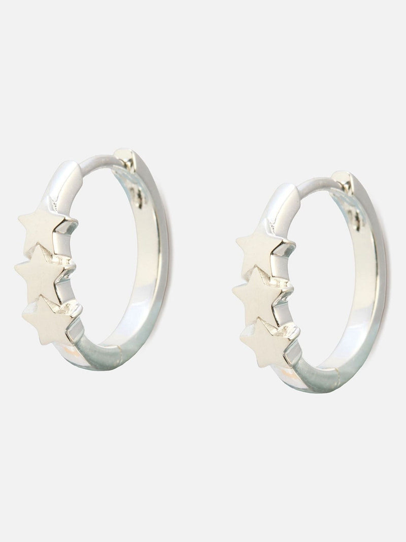 Oliver Bonas Tiny Triple Star Huggie Earrings, imported from the UK