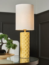Next BHS Yellow Halden Tall Ceramic Table Lamp with Cylinder Shade 57cm- Buy online at McGrocer