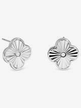 Next Jon Richard Silver Tone Diamond Cut Clover Stud Earrings 12mm- Buy online at McGrocer