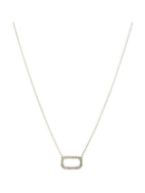 AllSaints Silver Tone Stone Hexagon Pendant Necklace 406mm