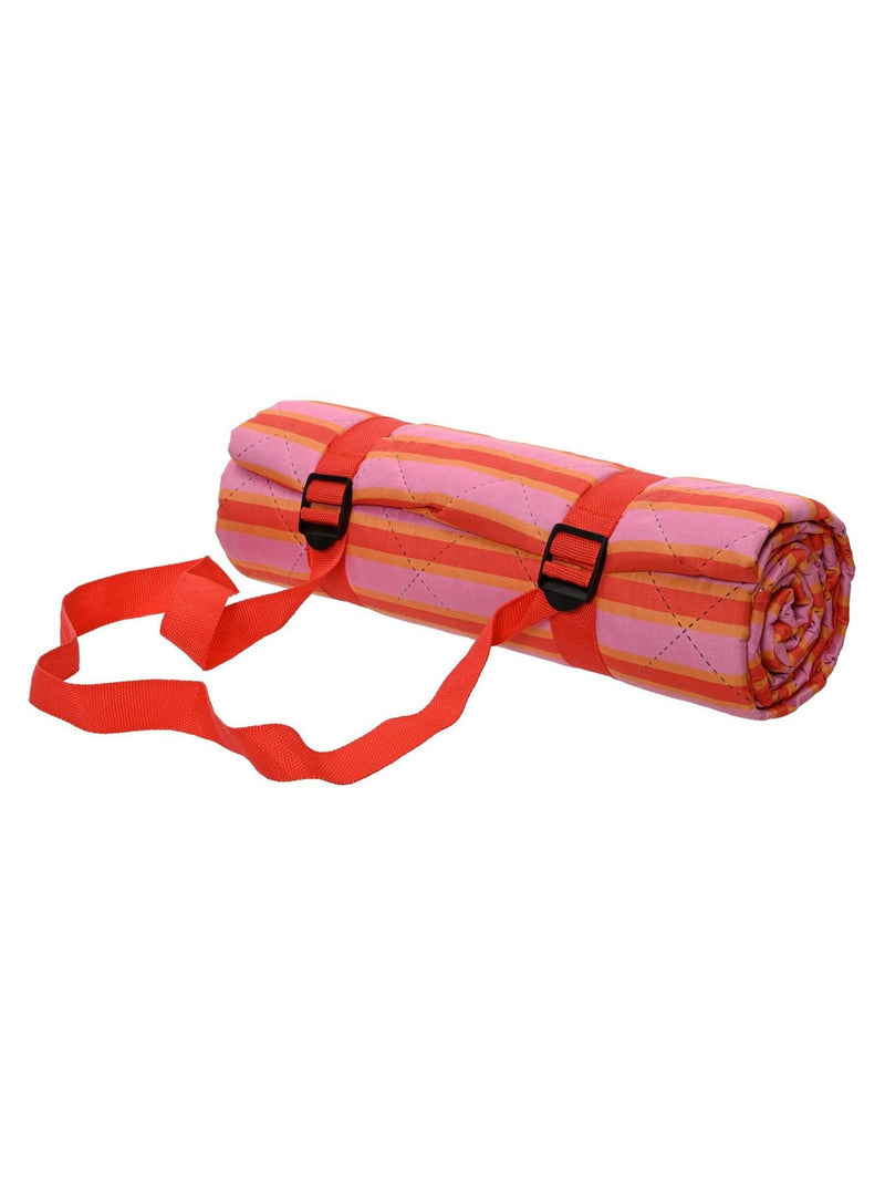 Decoris striped picnic blanket in pink polyester 130x170 cm, imported from the UK