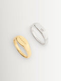 Gold Tone Signet Duo Ring Set, Size 7, Brass