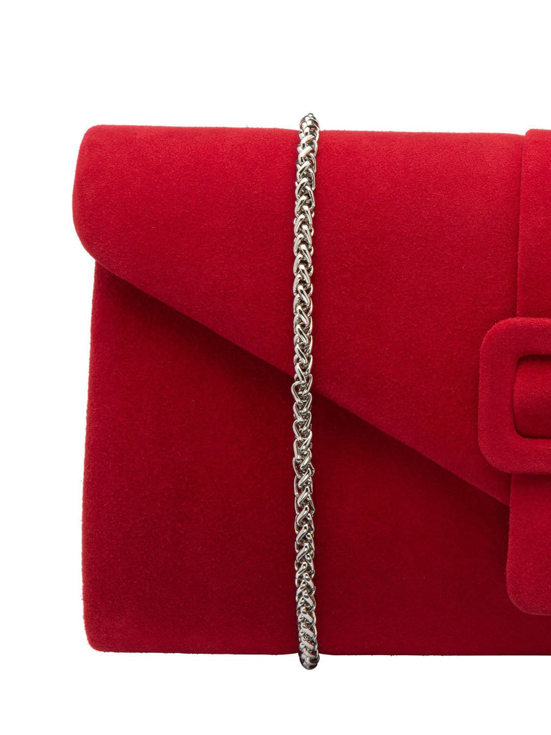 Lotus red clutch bag with chain - British product