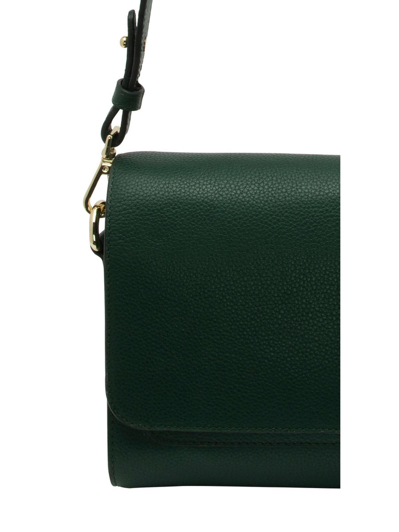 Lotus green leather handbag with detachable strap, imported from the UK