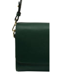 Lotus green leather handbag with detachable strap, imported from the UK
