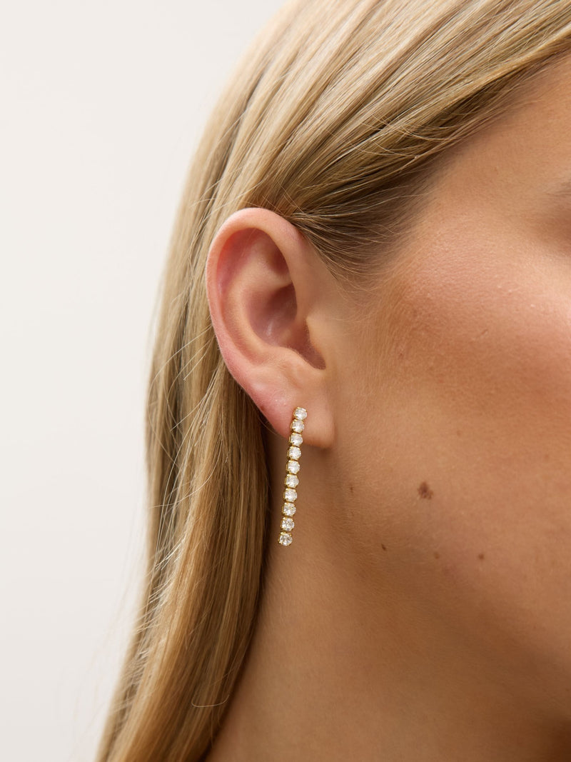 Jon Richard gold cubic zirconia round tennis earrings, UK version