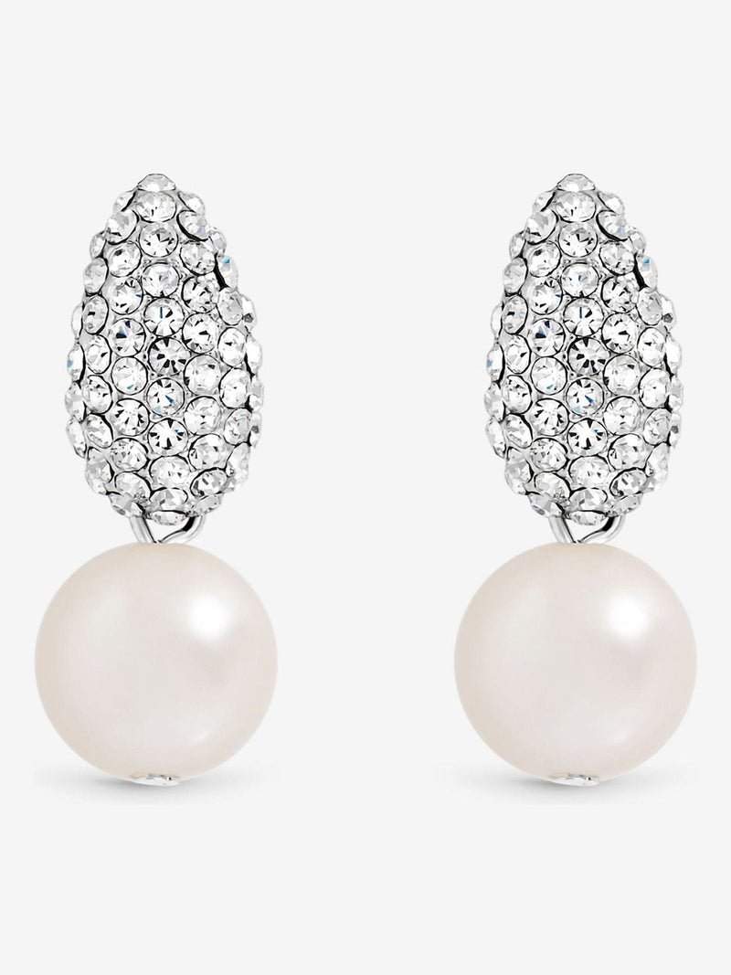 Jon Richard Silver Tone Pave Pearl Effect Drop Earrings