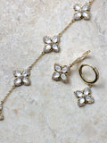 Jon Richard gold tone clover earrings 14mm x 24mm, UK version