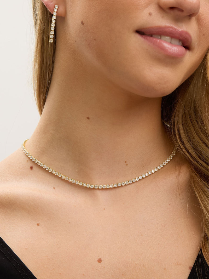 Jon Richard gold tone cubic zirconia tennis necklace 16 inch, UK version