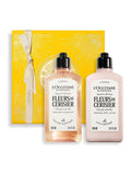 L'Occitane cherry blossom body care set with shower gel and lotion, UK version