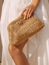 Next Lipsy Natural Raffia Brown Clutch Bag- Buy online at McGrocer