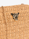 Lipsy natural raffia brown clutch bag with chain strap - British product