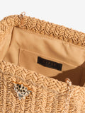 Lipsy natural raffia brown clutch bag with chain strap - British product