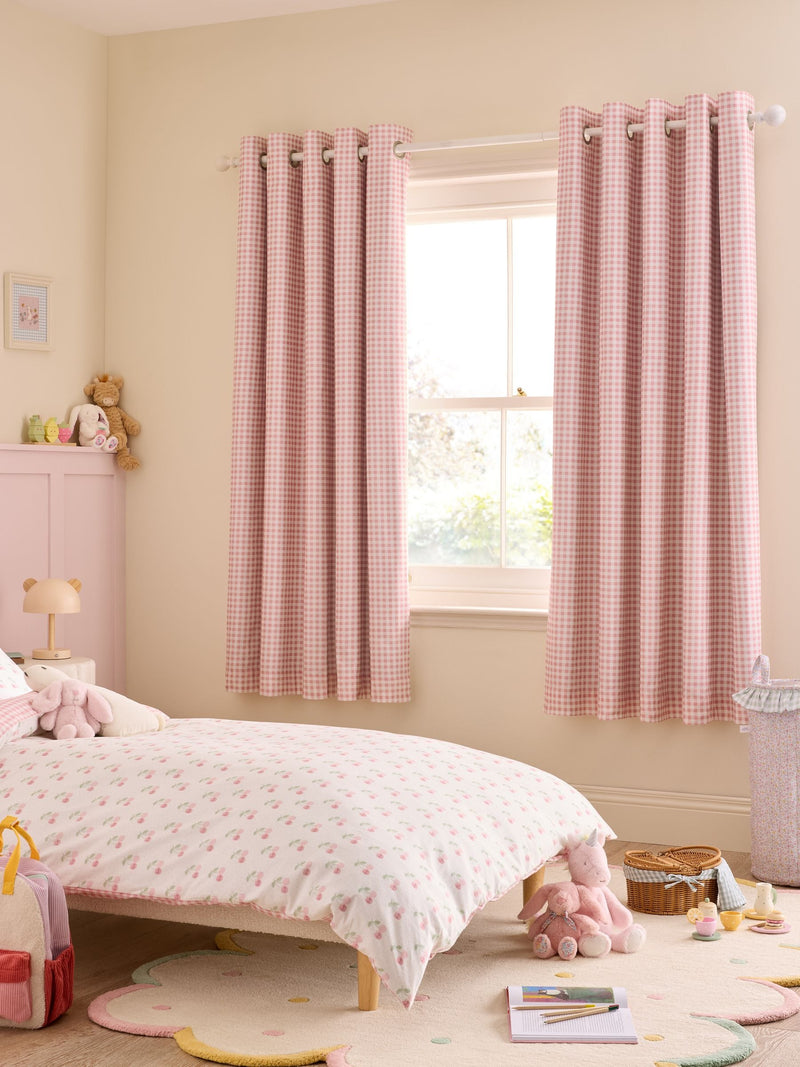 Jojo Maman Bébé pink gingham blackout lined curtains - British product