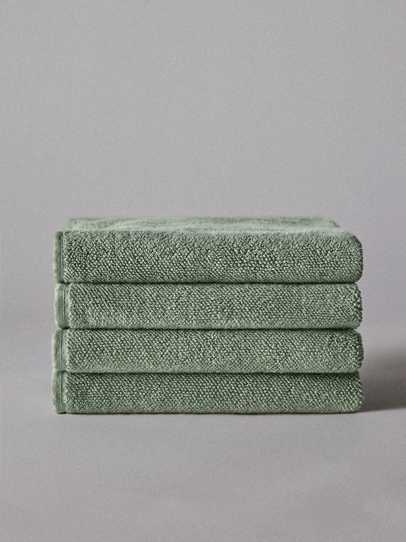 The Set sage green popcorn textured hand towels 4 pack, UK version