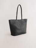 Black N. premium leather weave shoulder bag, imported from the UK