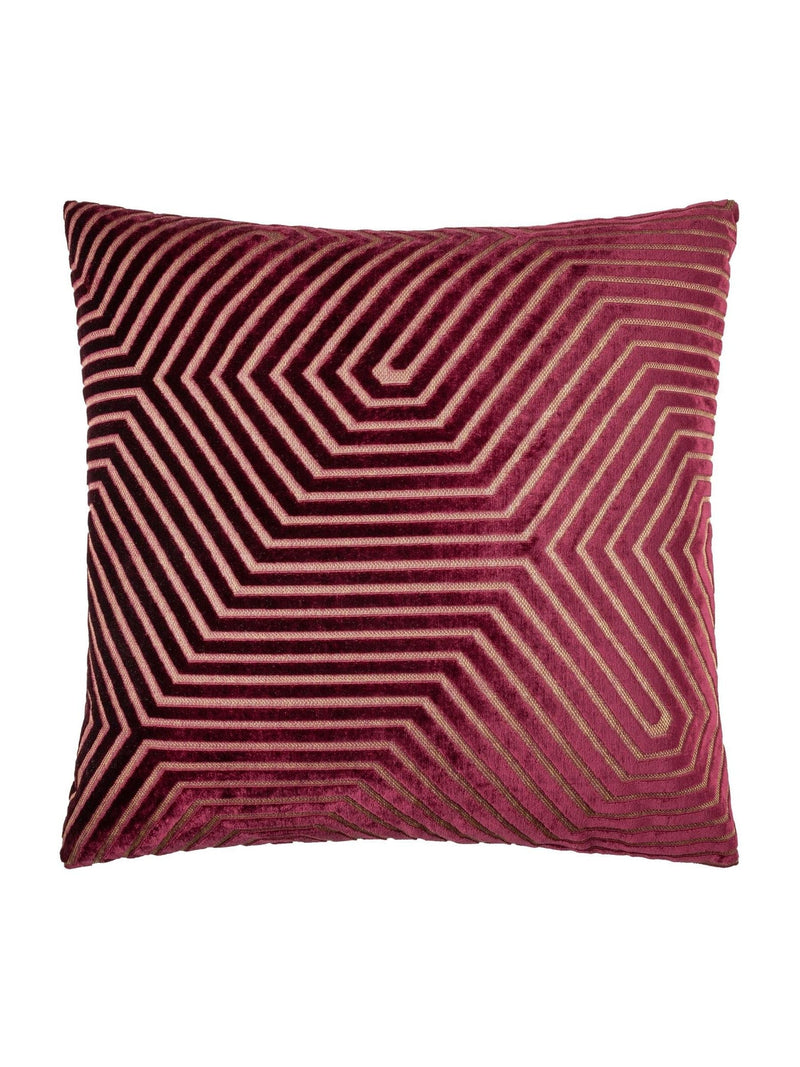 Paoletti burgundy evoke cut velvet cushion 55cm, imported from the UK