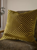 Paoletti Evoke cut velvet cushion olive 55cm (British brand)