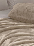 Paoletti Oatmeal Empress faux fur cushion - British product