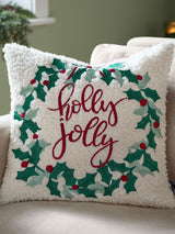 Next Furn Multicolour Christmas Holly Wreath Embroidered Cushion 45x45cm- Buy online at McGrocer