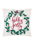 Furn multicolour Christmas holly wreath embroidered cushion (British brand)
