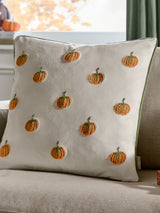 Next Wylder Cream/Orange Pumpkin Spice Velvet Cushion - 45cm x 45cm- Buy online at McGrocer